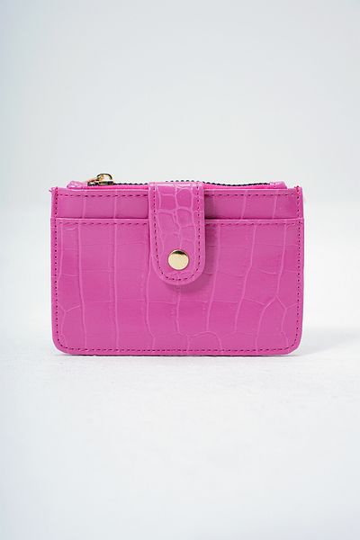 VAGGON Women's Pink Faux Leather Coin Compartment Croco Pattern Medium Size Card Holder Prmx14077