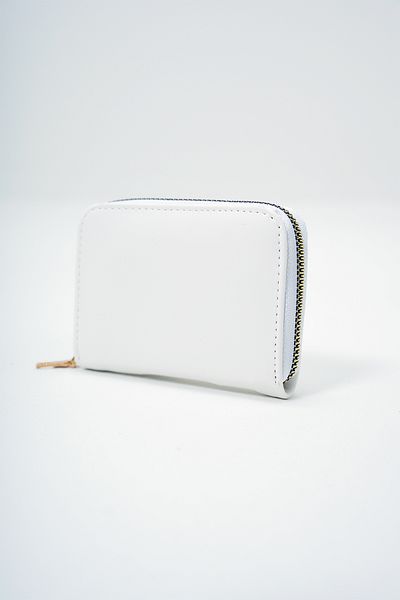 VAGGON Women's White Faux Leather Card Holder Size Zippered Mini Wallet Prmx14076