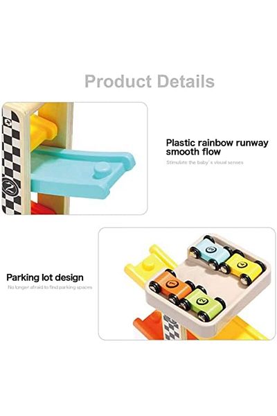 Arabest Toddler Toys for 1 2 Year Old Boy and Girl Gifts Wooden Race Track Car Ramp Racer with 4 Min