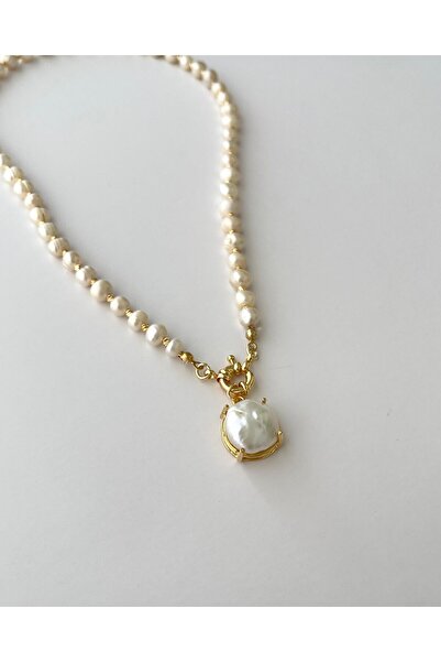 eyla collection Aren Şık Tasarım Hakiki Inci Kolye - 65 Cm