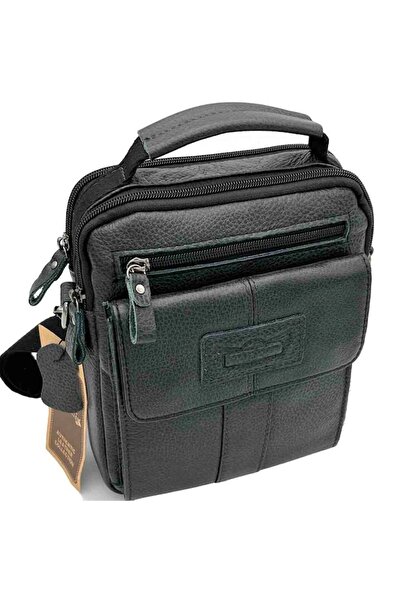 OEM Men's Black Shoulder Bag, Genuine Leather, 23 x 20 x 7.5 cm