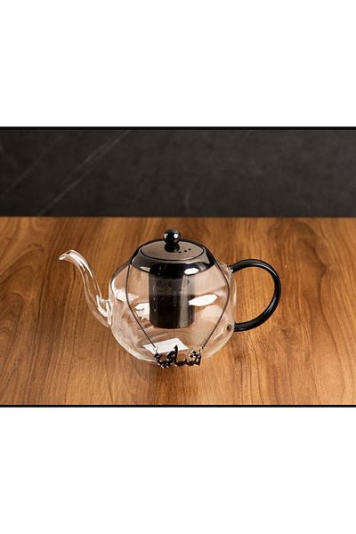 TOHFAT-AL MAIDAH Gourmet Brad Gori Teapot Clear Glass with Thick Heavy Thermal Infuser 1000ml