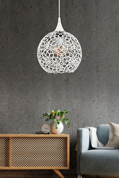 LUMINZO Lino 22 cm Beyaz Modern Avize Sarkıt Salon Mutfak Kuaför Cafe Lamba D...