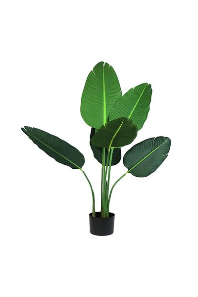 DESİGN Artificial Strelitzia (Bird of Paradise) plant, Azay Design, with 6 green leaves with realistic details