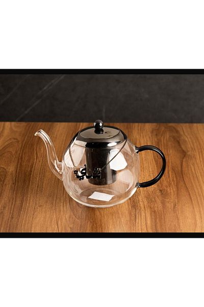 TOHFAT-AL MAIDAH Gourmet Brad Gori Teapot Clear Glass with Thick Heavy Thermal Infuser 1200ML