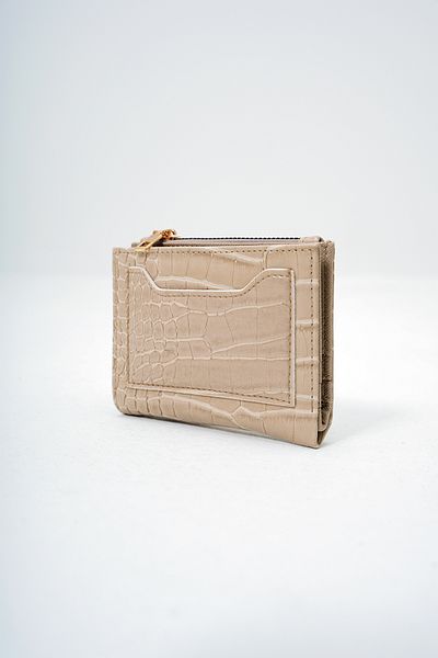 VAGGON Women's Beige Faux Leather Croco Pattern Wallet with Paper and Coin Compartment Card Holder Prmx14082