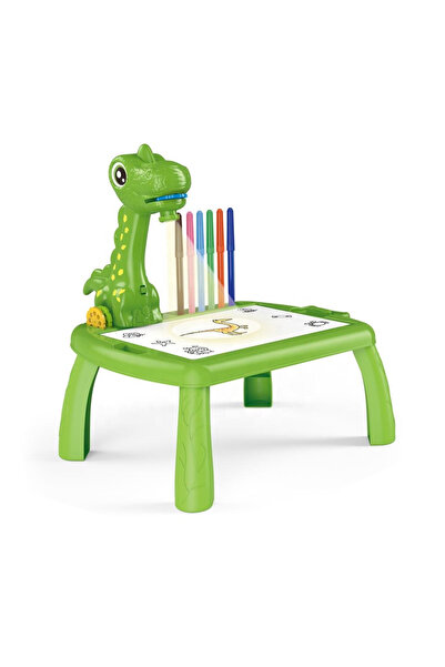 LUDIRO Σετ τραπεζιού σχεδίασης με ολογραφικό προβολέα και αξεσουάρ, 24 δίσκοι με μοτίβα, δεινόσαυρος, πράσινο