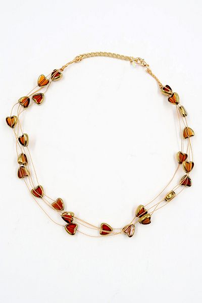 VAGGON Women's Coffee Multiple Heart Stone Ghost Necklace Prmx13842