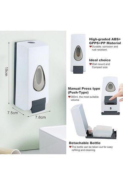 Sea Home 1 Pcs Liquid Soap Dispenser Plastic 350ml Shower Gel Shampoo Bottle for Hotels, Hospital, Bathroom Kitchen M-2572