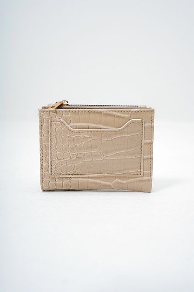 VAGGON Women's Beige Faux Leather Croco Pattern Wallet with Paper and Coin Compartment Card Holder Prmx14082