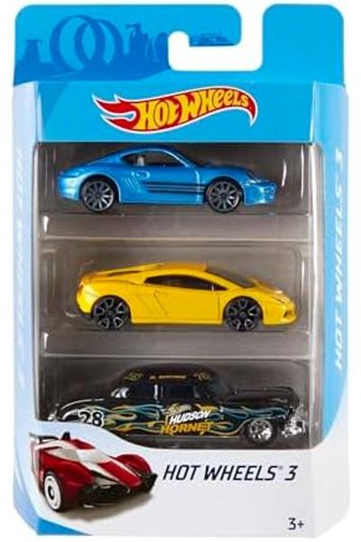 HOT WHEELS سيارات سباق هوت ويلز بمقياس 1:64، شاحنات صغيرة، مركبات إنقاذ، سيارات هوت رود وغيرها، عبوة من 3 قطع (طراز