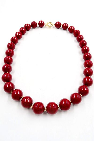 VAGGON Women's Burgundy Gold Piping Large Stone Pearl Design Necklace Prmx13825