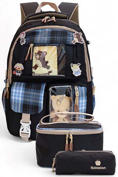 Kidessa Relaxion 2203-1395 Kore Tarzı Unisex Çocuk Üçlü Set İlkokul Sırt Çantası