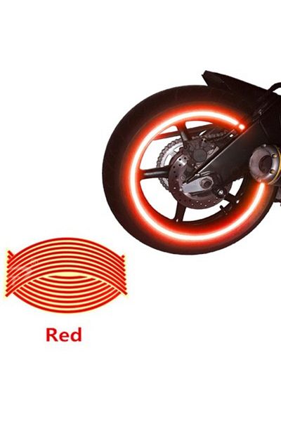 JollyMag Set 16 ornamente Reflectorizante pentru jante auto, moto, culoare Rosie
