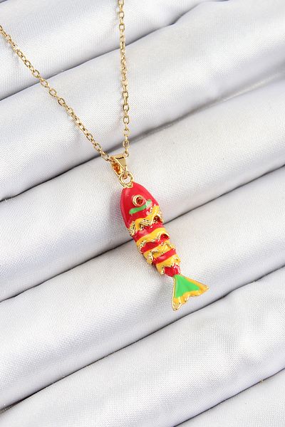 BESKAR 316L Steel Chain Mixed Color Fish Model Gold Women's Necklace