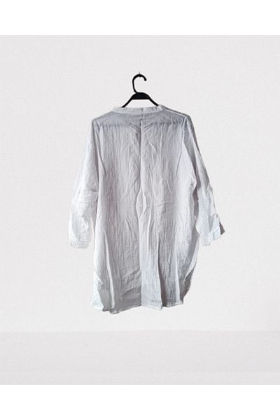 Namaste Vintage White Color V-Neck Button-Down Muslin Shirt (100% Cotton)