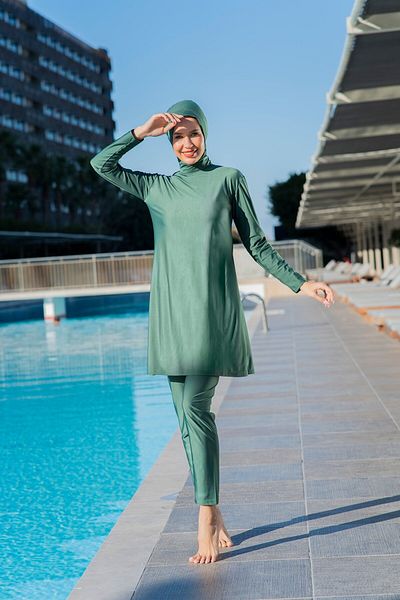 Ruko Maio Ruko 25209-1 Turtleneck Lycra (Water Repellent and Quick Drying) Fabric Hijab Swimsuit