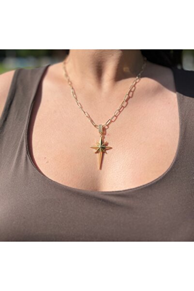 Lilac Jewelry 316L Paslanmaz Çelik Ataç Zincir Kutup Yıldızı kolye