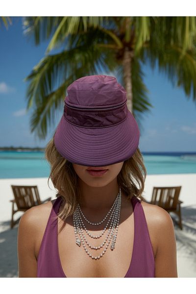 LAGRANZE Women's Wide Brim Open Top Zip Visor Sun Hat Brim Beach Hat