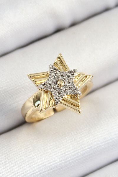 BESKAR Brass Zircon Stone Star Model Gold and Silver Color Women's Ring