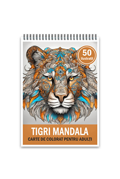 Legendary Gifts Carte de colorat, 50 de ilustratii, Tigrii Mandala
