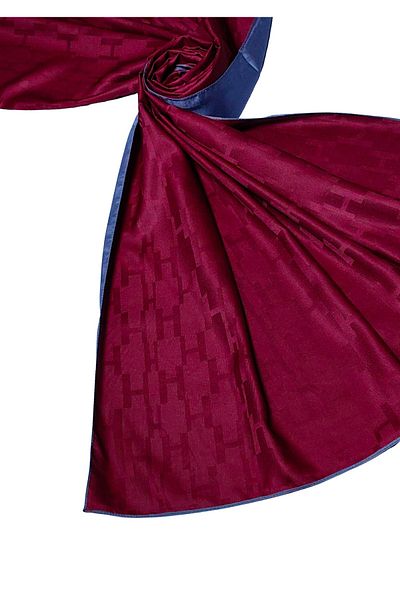 mim eşarp Leila Double Sided Jacquard Patterned Silky H Pattern Shawl – 75X190 cm