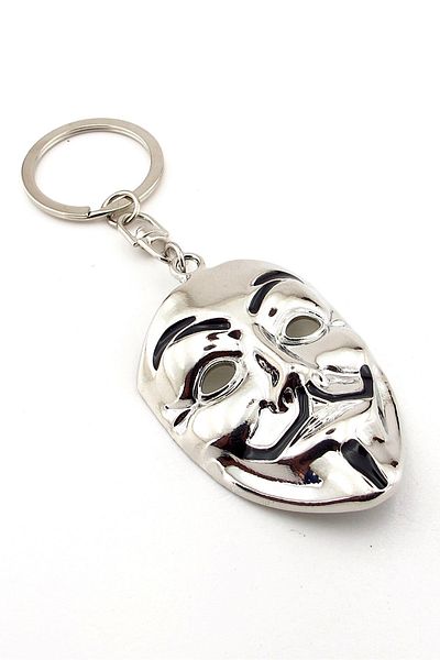 Solfera V for Vendetta Mask Anonymous Silver Color Metal Keychain Kc362
