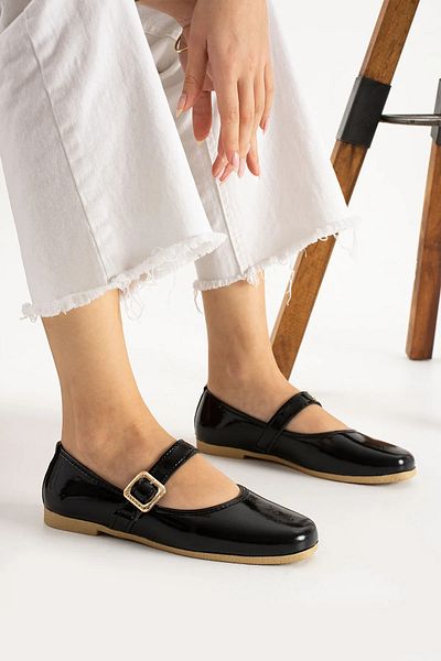 Tetaf Women's Ballerina Ballerina Strap Sequined Stone Belted Lightweight Comfortable Stylish Daily Ballerina Shoes