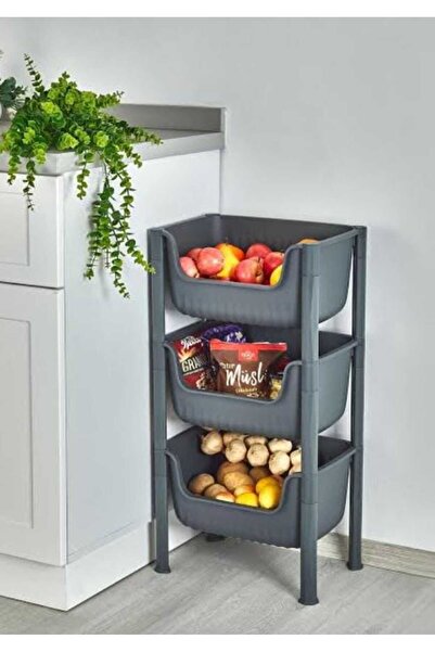 KIZILELMADA منظم بلاستيكي أسود ذو 3 أقسام بحجم كبير - سعة إجمالية 36 لترًا