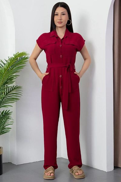 GDS BUTİK Buttoned Linen Jumpsuit
