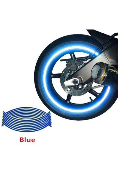 JollyMag Set 16 ornamente Reflectorizante pentru jante auto, moto, culoare Albastra