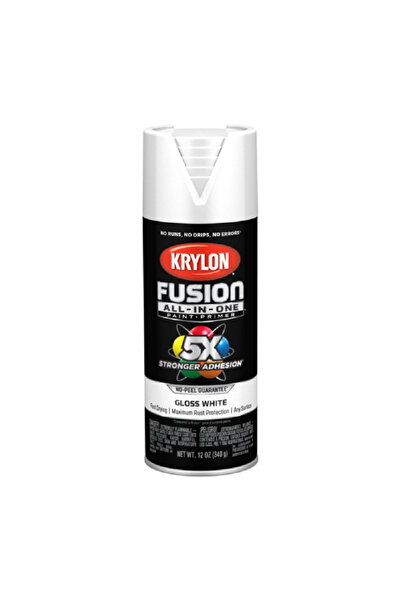 Krylon طلاء رش وطبقة أساس مقاومة للصدأ من فيوجن، أبيض لامع، 12 أونصة