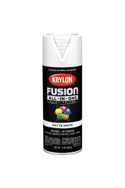 Krylon طلاء بخاخ وطبقة أساس من فيوجن متعدد الاستخدامات أبيض غير لامع 12 أونصة