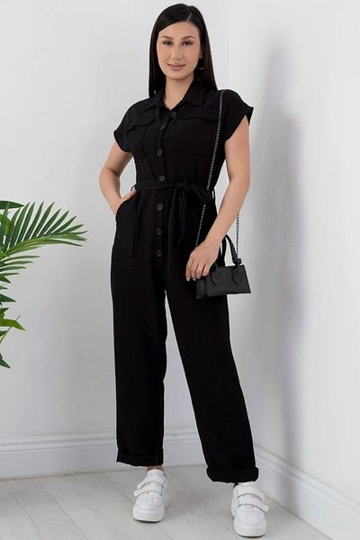 GDS BUTİK Buttoned Linen Jumpsuit