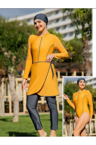 Ruko Maio Ruko 2414-1 Zippered Partially Closed – Set of 3 Lycra Hijab Swimsuit