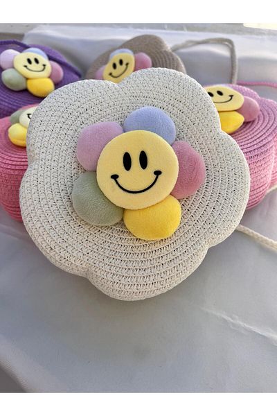 EMKSHOP Daisy Detailed Straw Bag with Strap (18 * 18 cm)