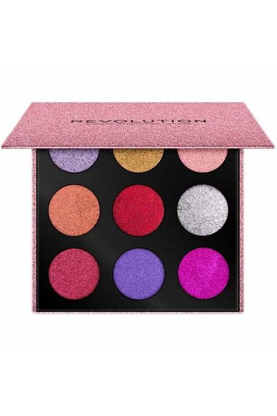 MAKEUP REVOLUTION Professional glitter palette 9 shades, shiny effect, Makeup Revolution London