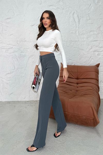 Mogi Butik Women's High Waist Flared Palazzo Trousers 3021