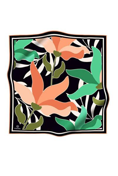 Vissona Tivil Silk Scarf 60061 - 1 - 0012 - 0043 Green Mixed Pattern