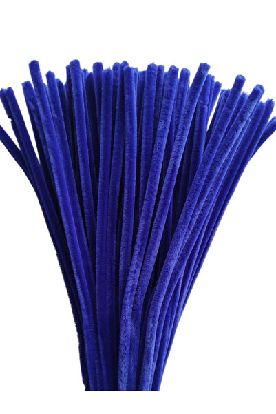 Butik 50 Adet Lacivert Şönil, Çiçek Yapımına Uygun Tüylü Tel, 30 Cm 6mm