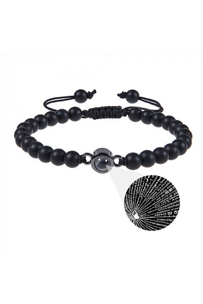 Tessero Bracelet with semi-precious stones projection 'I love you' in 100 languages, adjustable size