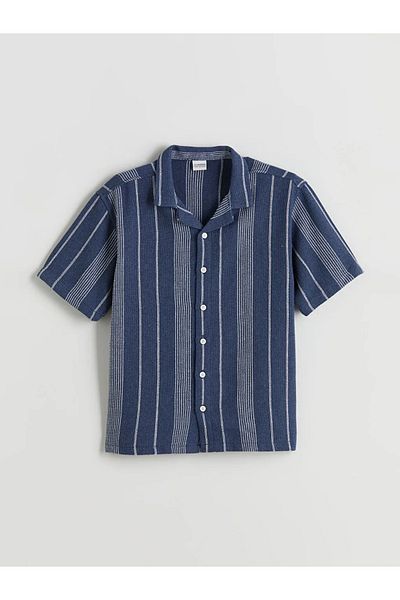 LC Waikiki Cămașă pentru băiat cu mânecă scurtă LCW Kids Indigo