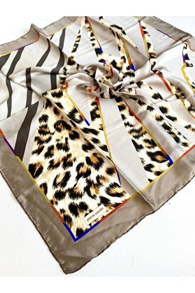 Pierre Cardin Sura İpek Eşarp 8585230-351 47811 Yeşil Leopar Desen