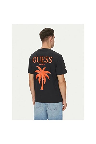 Guess Ανδρικό μπλουζάκι με κανονική εφαρμογή Ss Cn Gd Palm