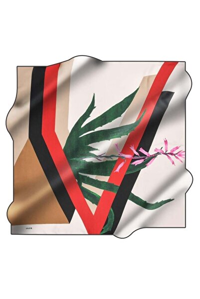 Aker Μεταξωτό Φουλάρι Sura 8789701-313 47994 Κρεμ Μεικτό Σχέδιο