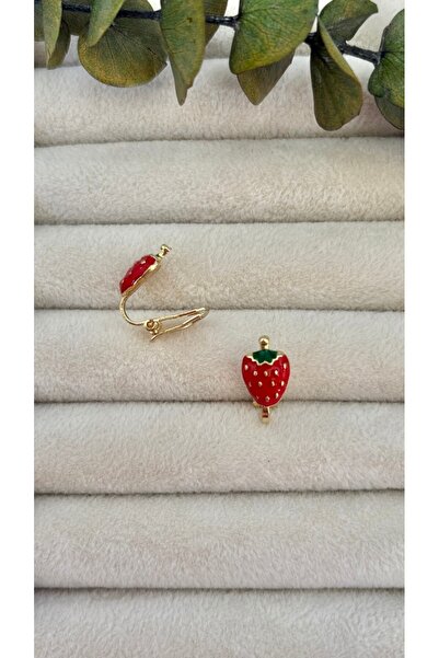 arya luxe Çelik Çilek Tatlısı Klipsli Çocuk Küpesi