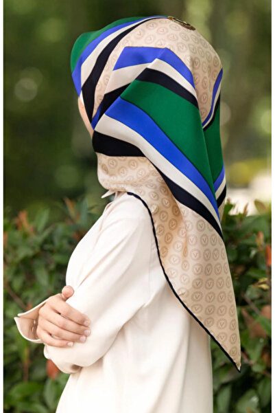 Vissona وشاح تيفيل حريري 17505 - 12 - 0032 - 0036 نمط مختلط أخضر