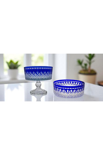 Akden Kristal Crystal Cutting Decor Handwork 19 cm Glass Bowl