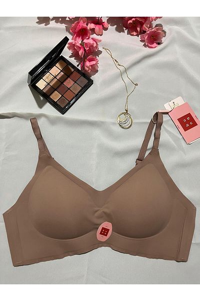 bunq Brown Laser Cut Soft Pet Ghost No Trace Gathering Bra