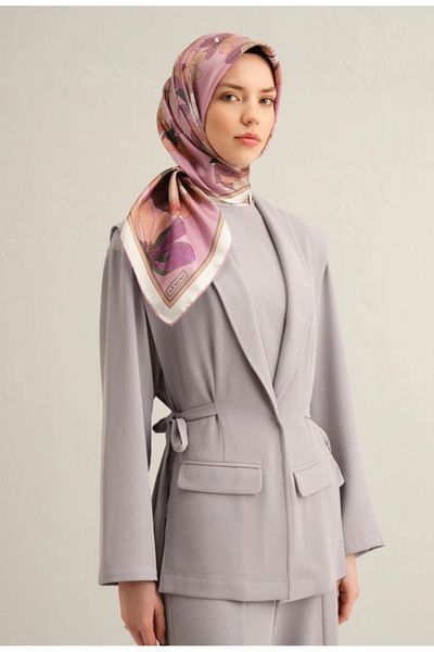 Armine Eșarfă de mătase Tivil 9312-58 Roz cu model mixt